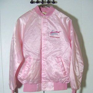 Vtg 8o's Pink Nylon Chevy Heartbeat America Jacket  Made USA Sz L